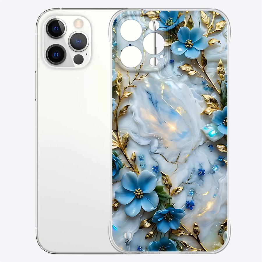 

Flower Marble Clear Hard Phone Case for iPhone 16 Pro 13 Pro Max 14 15 Pro Max 11 12 Transparent Cover iPhone 11