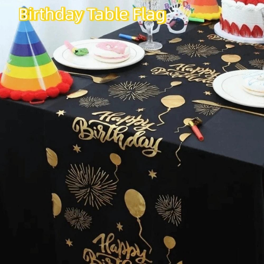 Heißprägung Geburtstag Tischfahne Waschbar Ballon Design Netz Tischdecke Polyester Glitzer Tischdecke Hochzeit