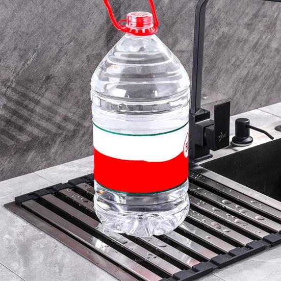 Foldable Sink Drying Rack Detachable Metal Tube Drying Rack with Silicone Cuttable Edge Dish Drying Rack for Kitchen Countertop