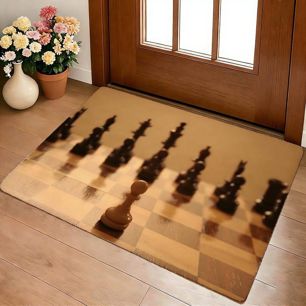 Chess Lovers Motivational Art Floor Mat Cozy Flannel Soft Thick Non-Slip Mat For Living Room Bedroom Kitchen Decor Rugs
