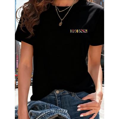 Camiseta de Moda para Mujer con Estampado de Letras para Verano Camiseta Casual de Viaje para Mujer con Estampado Camisa Casual de Cuello Redondo