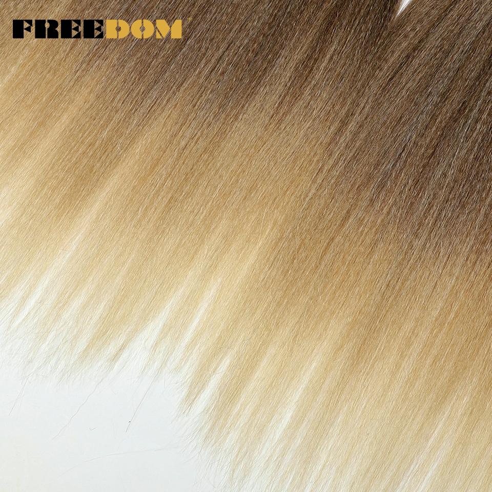 FREEDOM Synthetisches Yaki Fluffy Glattes Häkelhaar 24 Zoll 210g Häkelzöpfe Haare Ombre Braun Weiß Flecht Haarextensions