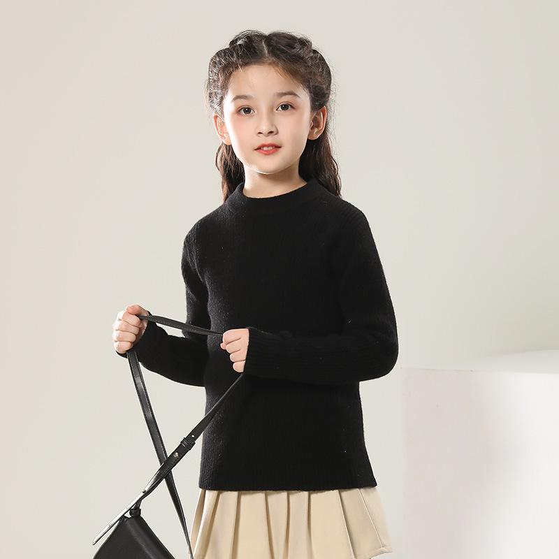 100% Wool Striped Round Neck Kids’ Thermal Sweater - Medium to Large, Unisex, Autumn/Winter