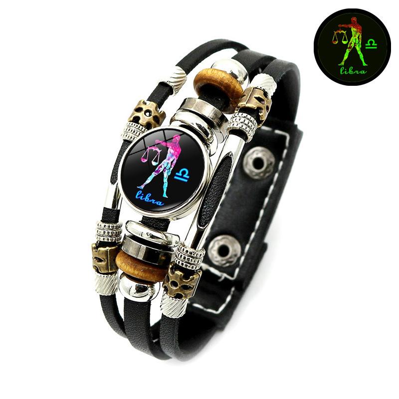 

Glow In The Dark Zodiac Multilayer Beaded Bracelet Unisex Punk Gemstone Jewelry