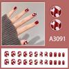 Cherry Red Heart Print Whitening Nail Stickers - 24 Pieces