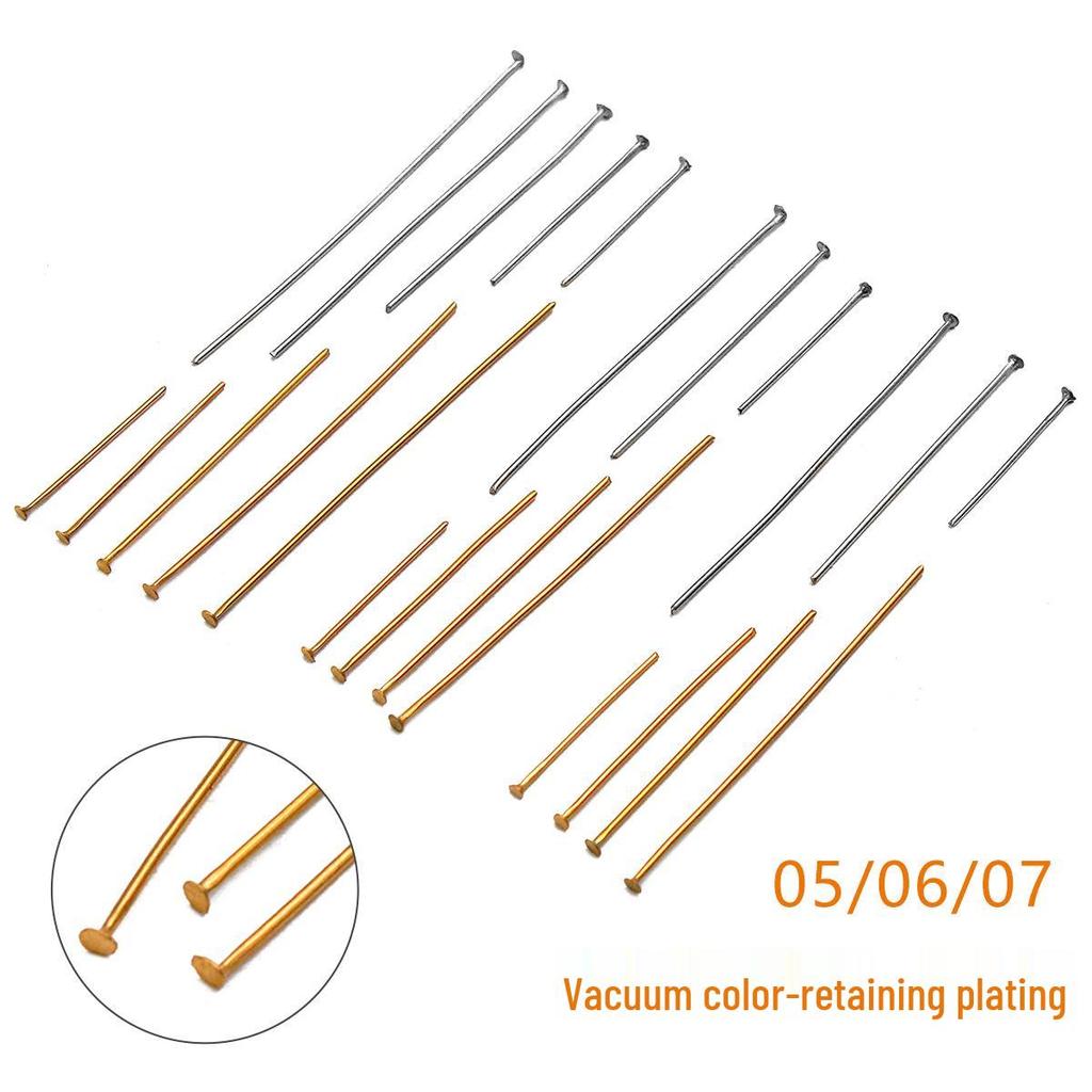 Gold Vacuum-Plated Colorfast Stainless Steel T-Pin for Jewelry and Beading DIY Projects