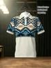 Men's Outdoor Polo Shirt, Tribal Geometric Pattern, 2D Printed Design, Polyester Material, Mixed Color, Multiple Sizes Available, Suitable for Hiking