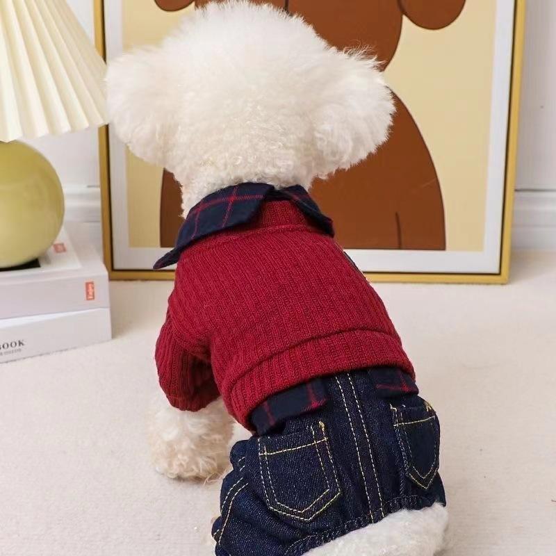 Pet Autumn and Winter Four Legged Coat Spring Overalls Pet Clothes Small Teddy Bear Jumpsuit Small Dog Puppy Clothes Jumpsuit
