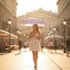 Auto Open Close Sun Umbrella Layer Pongee Fabric For Rainy Weather And Travel