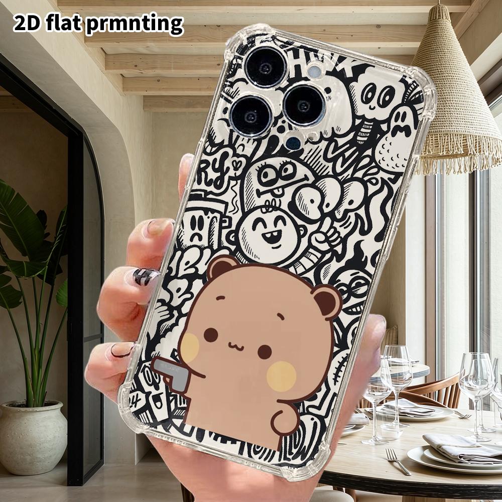 Phone Case: 2D Flat Suitable for iPhone 18 17 16 15 14 13 Pro, Transparent Four Corner Protective Case, Gun Shaped, Christmas and Halloween Gift