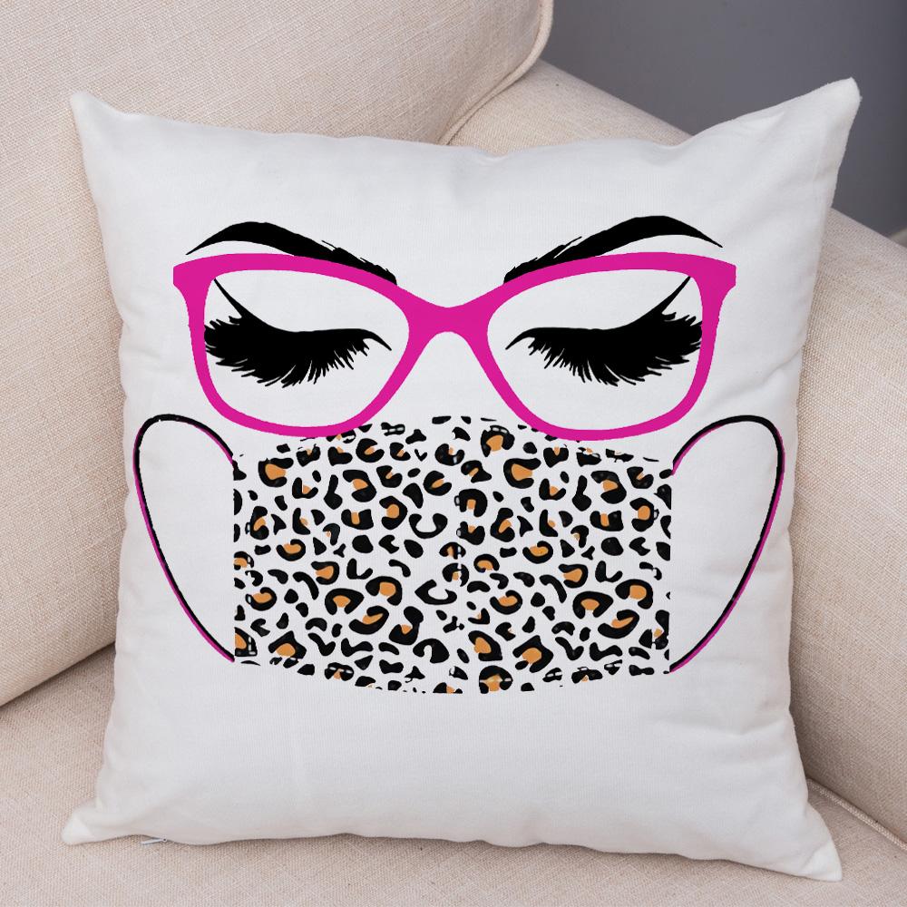Fashion Mask Eyelash Print Pattern Pillowcase Cover  Bed Car Office Decorative