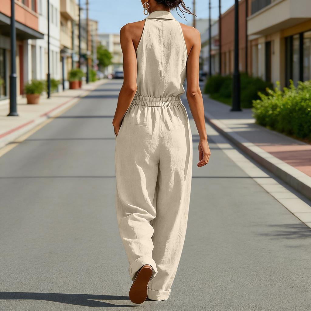 Damen Farbe, Eleganter Und Bequemer Ärmelloser Jumpsuit