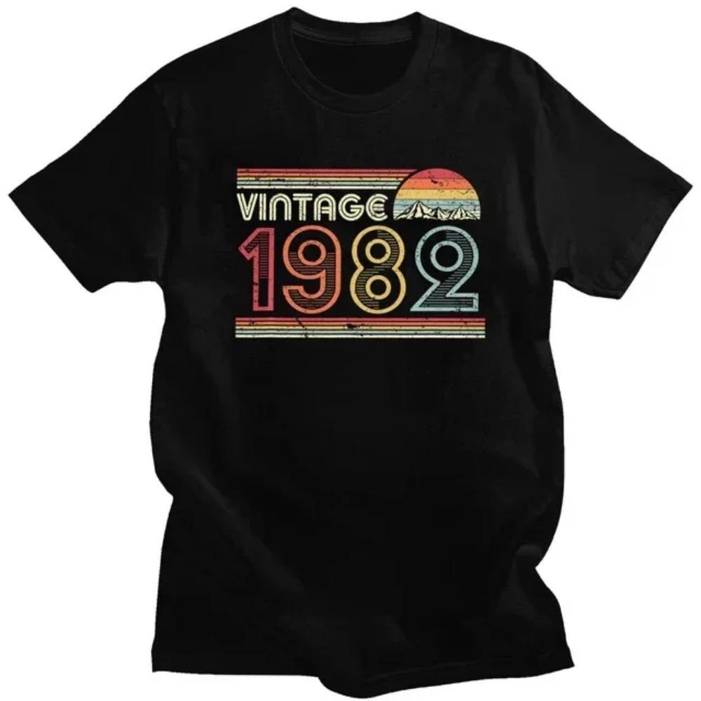 Vintage 40-årsdag 40 år 1982 Retro Kassettband Videokassett Diskettskjorta T-shirt Man Fru Skjorta Streetwear