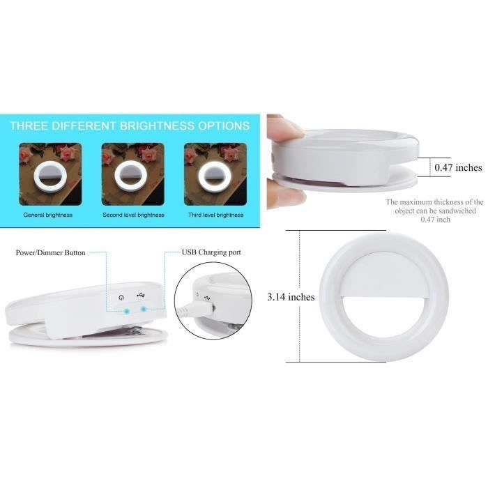 Selfie Light Ring Light 3 Brightness Levels LED, Selfie Lighting for Night and Darkness for Photography Improvement