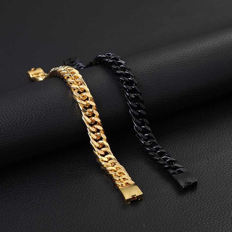 18K Gold Plated Bold Men's Double Buckle Bracelet - European & American Style