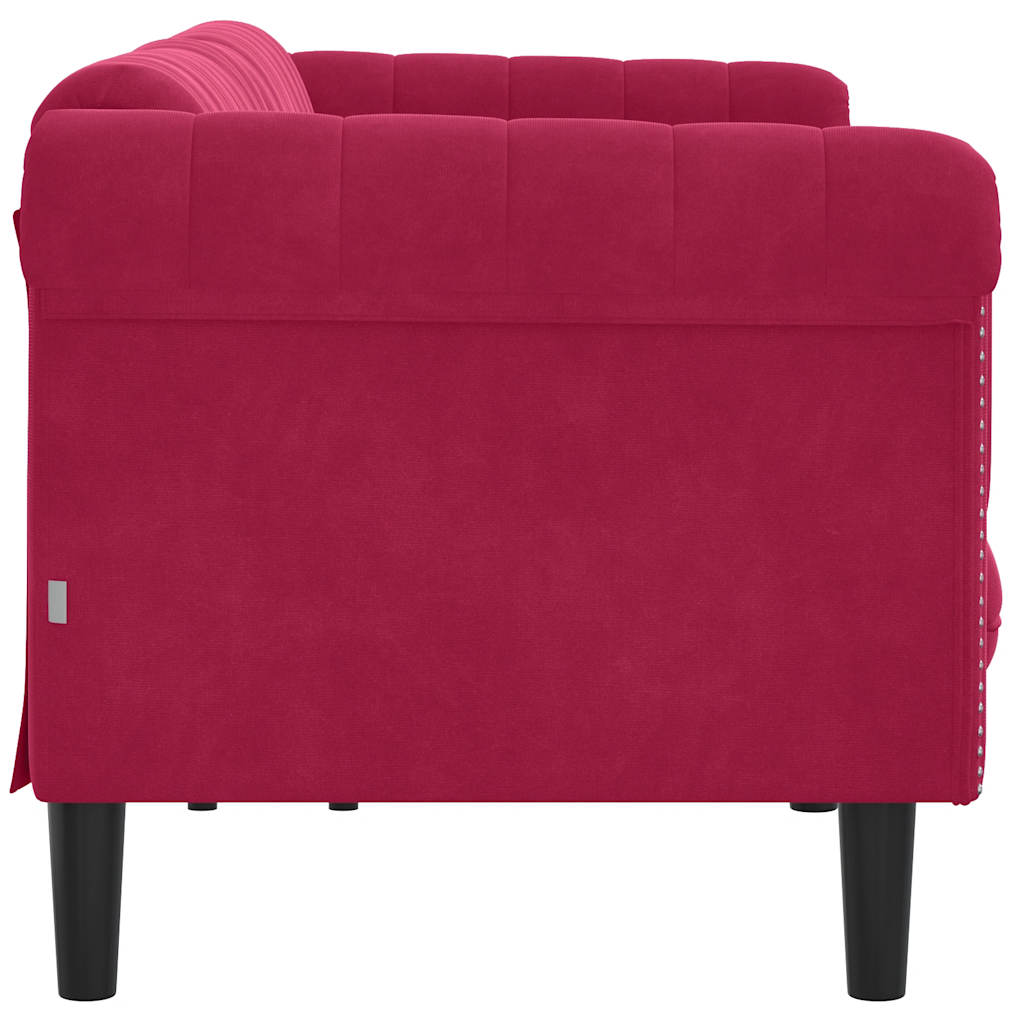 3 Seater Sofa in Burgundy Velvet