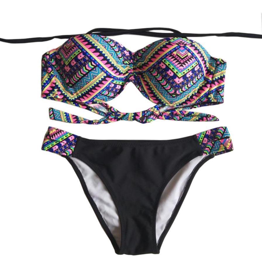 Retro Summer Beach Striped Print Swimwear With Premium Quality Fabric And Timeless Design