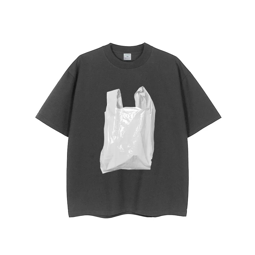 

Summer Fashion Heavyweight Retro Men s Fun Garbage Bag 100% Cotton Printed Round Neck High Quality Casual Fitness Street T-shirt XXXXXL небо синє кольору