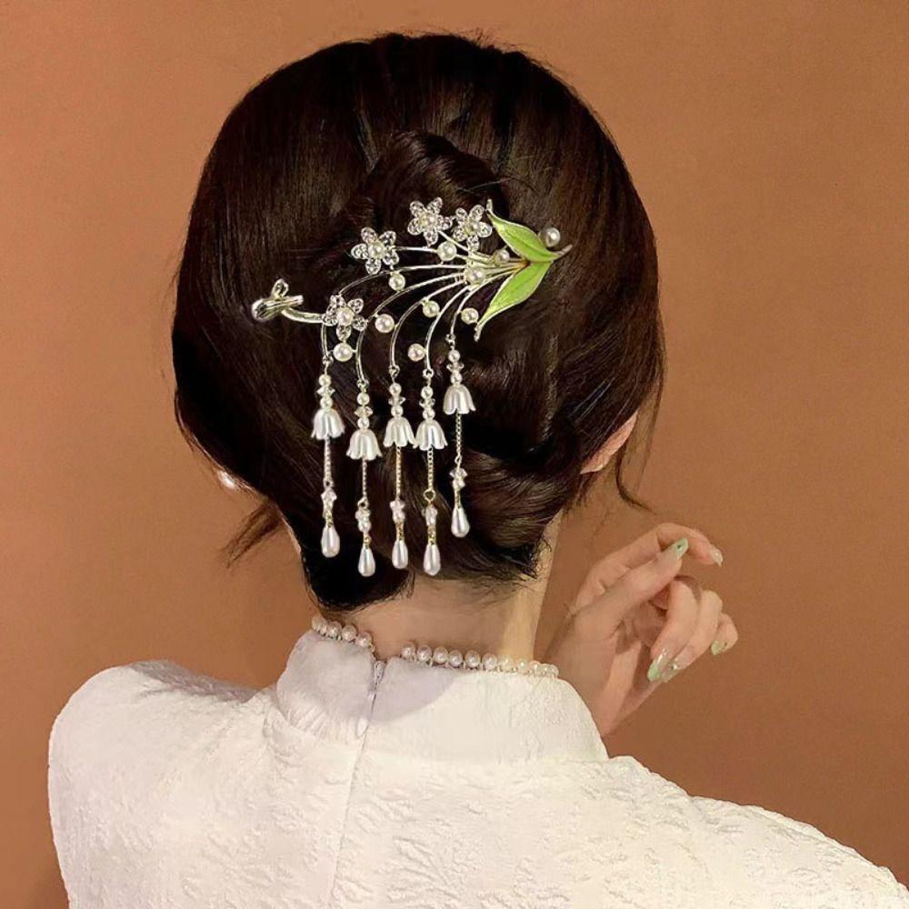 Koreanische Quasten-Haarklammern Exquisite Metall-Blumen-Haarspangen Für Frauen Mädchen Haarschmuck