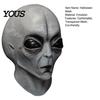 Maschera Alieno in Rete Trasparente Maschera Grigia di Halloween, Testa Intera in Lattice Cosplay UFO con Grandi Occhi Realistici, Morbido Oggetto di Scena per Feste Sci-Fi per Adulti, Scherzo