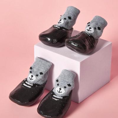 4pcs/Set Dog Cat Waterproof Shoes Socks, Pet Winter Boots, Rain Snow Dog Booties for Small Dog Anti-Slip, Anti-Dirt Puppy Shoes, Black