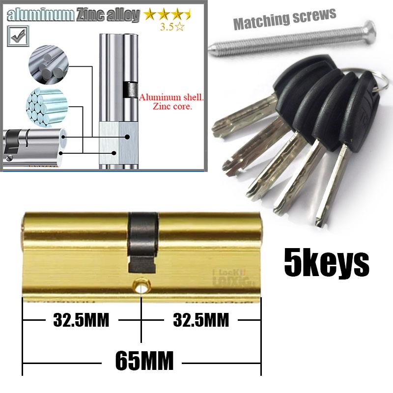 Yderdør 60 70 80 90 mm låsecylinder 5 nøgler 6 nøgler tyverisikret indgang zinklegering aluminiumslegering messing dørlås