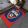 Red and Blue Soccer Emblem Carpet suitable as a non-slip mat for the living room or bedroom sofa