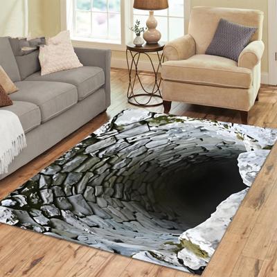 Zoll 3D Loch Illusion Teppich Realistischer Höhlenboden Teppich Waschbar Anti-Rutsch Einzigartiger Optische Illusion Teppich für Wohnzimmer Beliebter Teppich