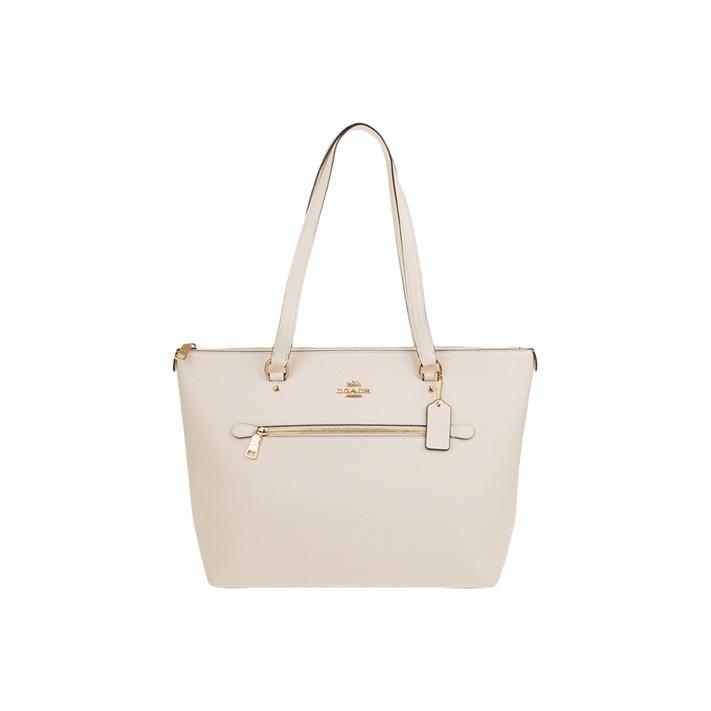 

Coach Gallery 32 Solid Color Metal Logo Crossgrain Leather Tote Bag Women Tote White 79608-IMCHK Basic Set (Bag+Dust Bag)