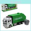 Colorful Diecast Garbage Truck Toy With Trash Bin For Kids Boys Xmas Gift
