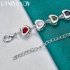 925 Sterling Silver Heart Zircon Chain Bracelet Fashion Jewelry MB242
