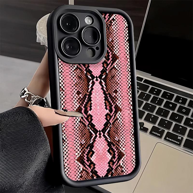 Phone Case for iPhone 17 Air 16E 15 16 Pro Max Fashion Snake Skin Pattern Cover 14 Plus 13 12 Mini Soft Shell Silicone Fundas