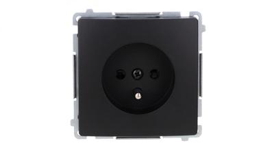 Simon Basic Earthed Socket Outlet (Module), From Przesł. Current Rails, 16A, 250V, Screw Terminals Black Bmgz1Z.01/49