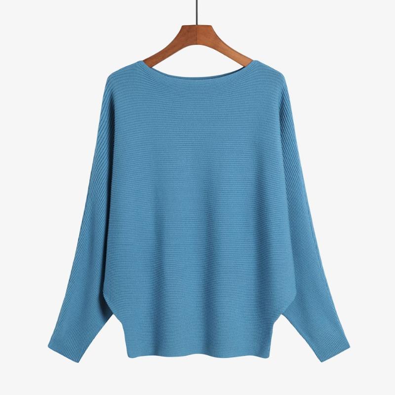 Loose Casual Fashion Bat Long Sleeve Women Sweater Solid Color Pullover Autumn Winter Knitted Tops Elegant Simple Sweaters Basic Clothing