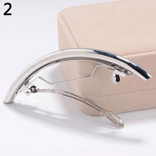 Women's Metal Golden Tone Silver Plated Tube Shape Barrette Hair Clips Hairgrip