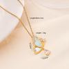 Fashion Shell Butterfly Zircon Pendant Necklace Gold Color Stainless Steel Chain Jewelry Gifts for Women Teen Girls