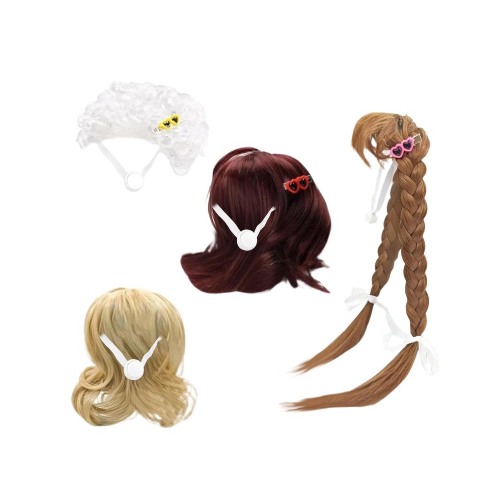 4pcs Purely Hand Woven Animals Wig Set, Cute Decorative Hat Wig Headpiece
