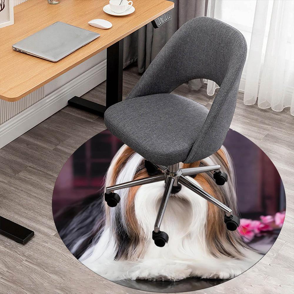 

1pc dog flower Round Chair mat Area Rug - Non-Slip, Floor Mat for Office, Bedroom, and Indoor Decor c1118150 80cm by 80cm