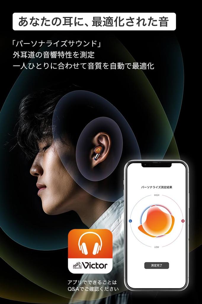 JVC Kenwood Victor WOOD master Wireless Earphones, Bluetooth Ver. 6.0, Noise Cancelling, High-Resolution Audio, Multipoint, Microphone, Waterproof, Lo
