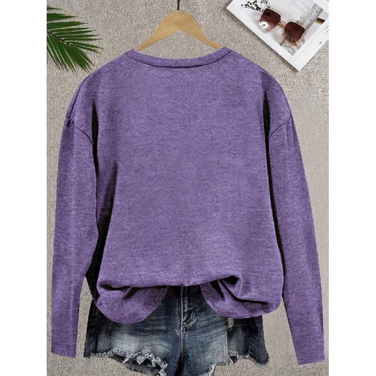 Teacher's Day Women's Elegant Style Colorful Chalk Letter Print Pattern Round Neck Long Sleeve for Spring Summer Autumn and Winter T