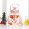 Water Bottleins Large Capacity Plastic Cup with Lifting Rope Crossbody Straw Cup Transparent Bounce Cover Big Belly Cup
