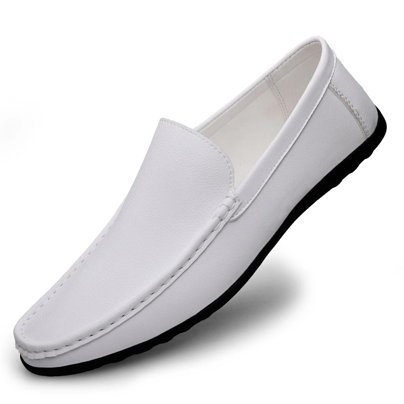 

Fashion 2025 Fashion Mens Shoes High Quality Brand Loafers Comfy Leather Boats Shoes White Men Summer Casual Shoes Size 47 38