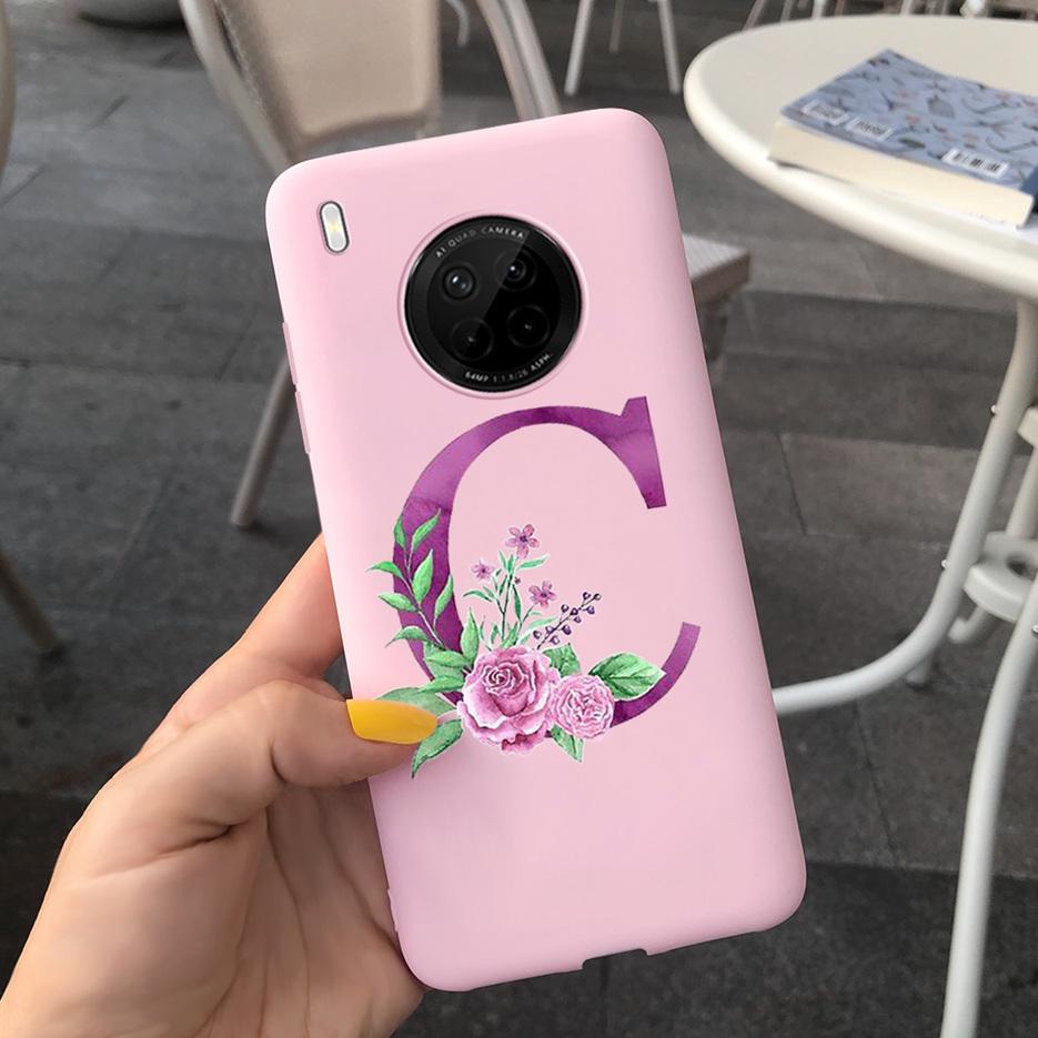 For Huawei Y9a 2020 Case 6.63'' Cute 26 Letters Cover Case For Huawei Y9a Y 9a Soft TPU Fundas HuaweiY9a Shockproof Phone Bumper