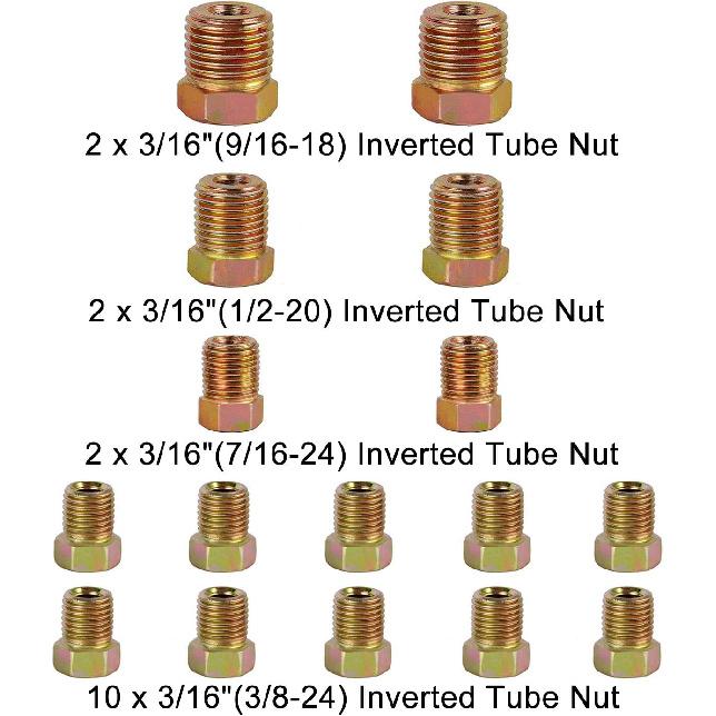 MuHize Upgraded Brake Line Tubing Kit - 25 Ft. Of 3/16 Copper Coated Flexible Tube, Roll 25 Ft 3/16" (Includes 16 Fittings)