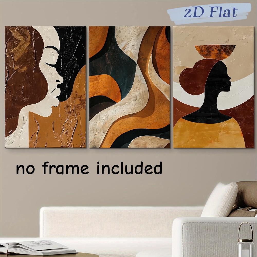 

3PC 2D Flat Modern Abstract Character Canvas Decorative Painting Nordic Style Living Room Entrance Bedroom Wall Decoration Simpl (as the picture,20x30cm-3pcs)