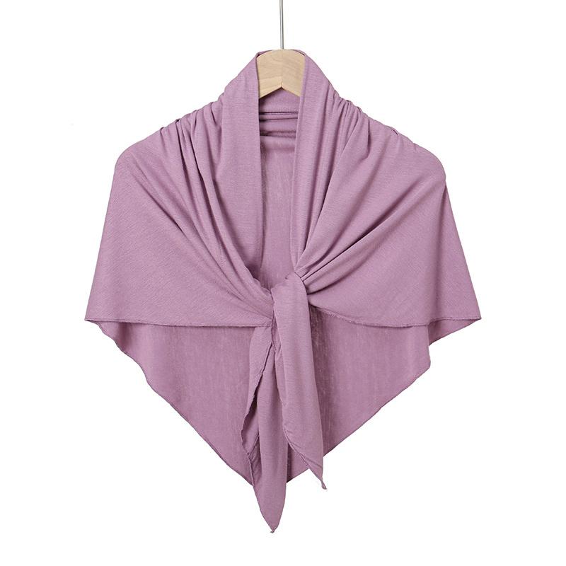 Solid Color Cotton Triangle Scarf Muslim Hijab Shawls Woman Soft Wraps Lady Fashion Causal Turban Islamic Jersey Headband