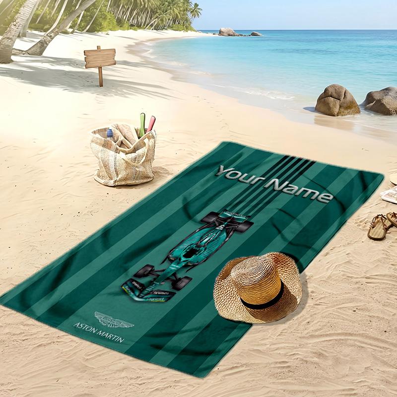 Aston Martin Personalisierbares Strandtuch, Mit Ihrem Namen bedruckbar, Leichtes, saugfähiges Handtuch für Schwimmen, Reisen