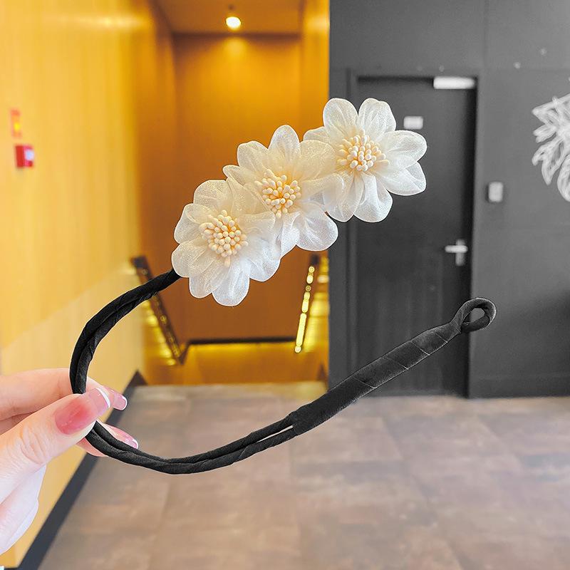 Koreanische Perlenblütenblatt Hochsteckfrisur Werkzeug - Elegantes Retro Flecht- & Messy Bun Haarstyling-Accessoire