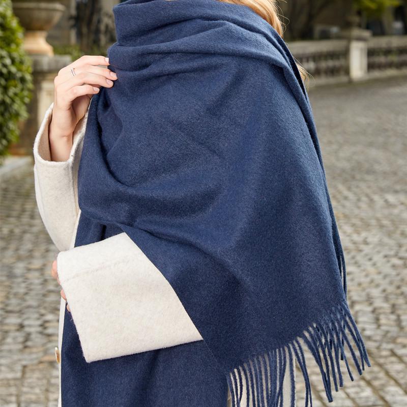 Black Cashmere Wool Scarf - Versatile Winter Shawl for Women and Men, Korean Style, Solid Color