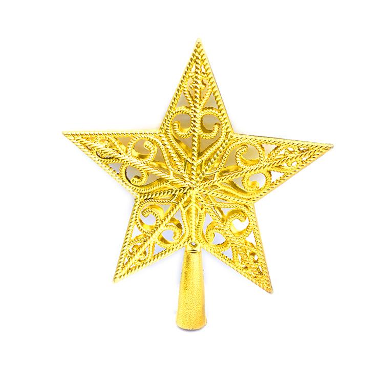 Pentagram Christmas Tree Topper - Plastic Hollow Iron Wire Star Decoration